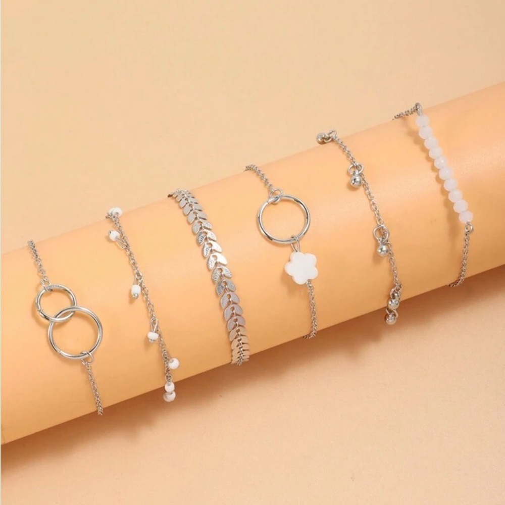 Dainty Silver Charm Bracelets | Stackable Jewelry Set - Picture 3 of 8